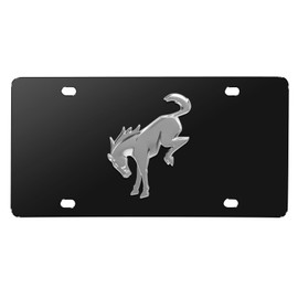iPick Image for Ford Bronco 3D Chrome Logo on Black Stainless Steel License Plate