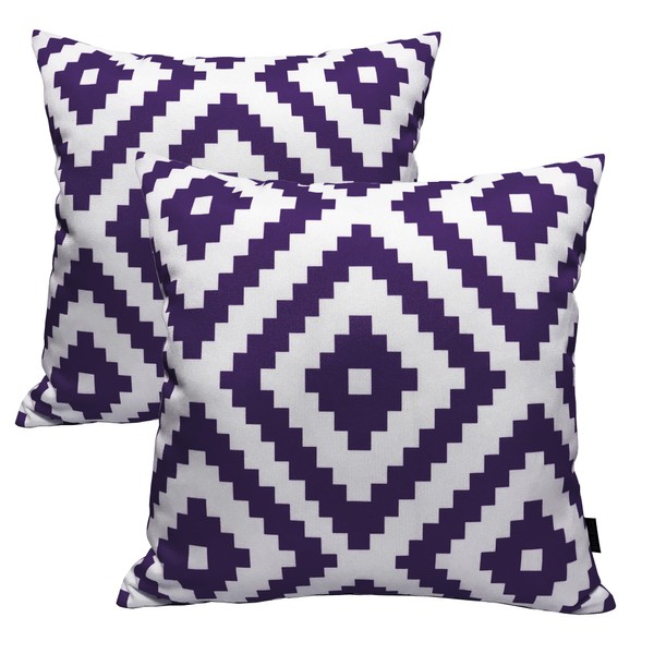 Olivia Rocco Pack of 2 Waterproof Cushion Cover Outdoor Garden Breathable Decorative Cushions Covers for Patio Bench Sofa Furniture Indoor Living Room Bed Chair Scatter, Nairobi Purple