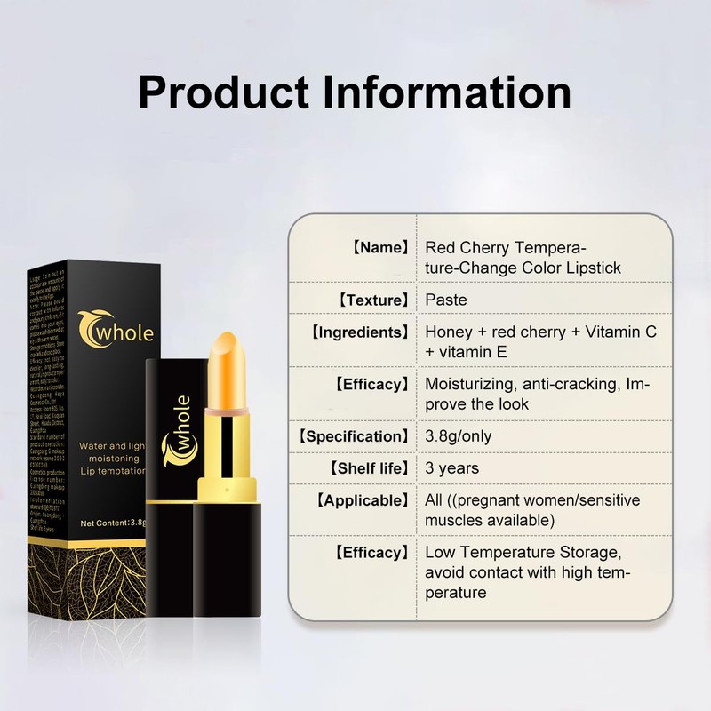 Cwhole Red Cherry Lip Balm Color Changing Lipstick Set PH