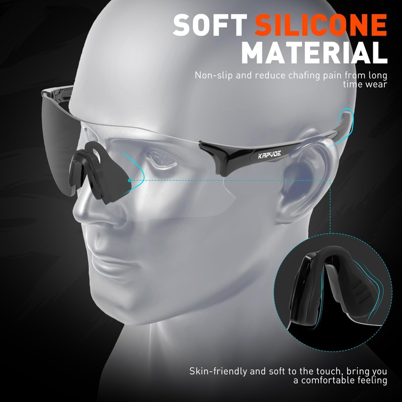 KAPVOE Sports Glasses Self-Tone Cycling Glasses Men MTB Glasses Clear