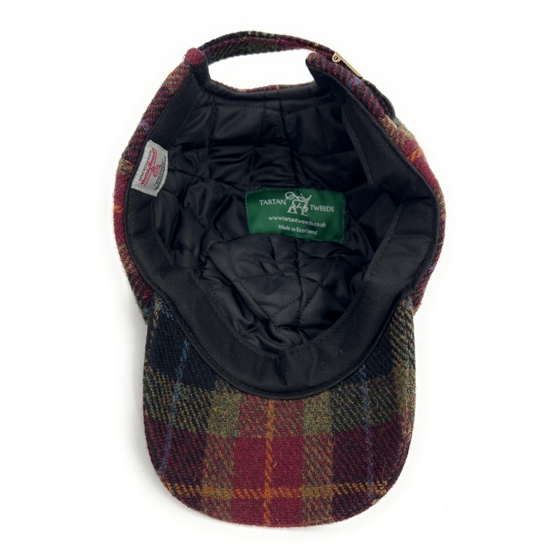 Harris Tweed Men's Baseball Cap Adjustable Hat (Rust Check)