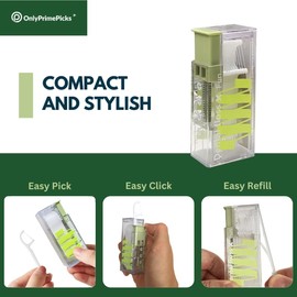 2-Piece Refillable Floss Pick Dispenser with 20 Floss Picks - Perfect Floss Pick Holder for a Fresh Smile (DoublePack, Evergreen)
