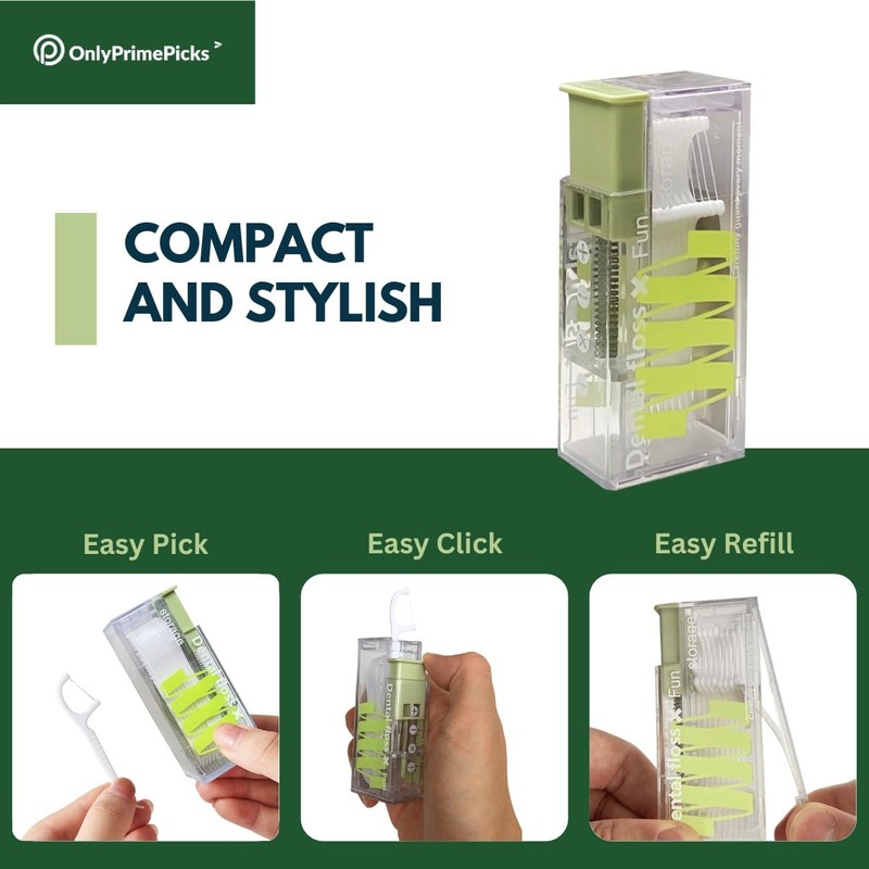 2-Piece Refillable Floss Pick Dispenser with 20 Floss Picks -