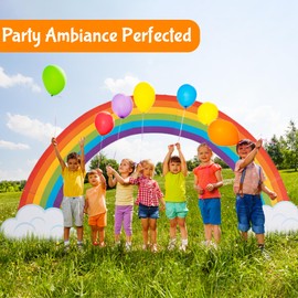 Fun Express Jumbo 10 Ft Long Rainbow Cutouts Backdrop Photobooth Wall Decor - Bulletin Board Decor Elegance - Rainbow Cloud Cutouts