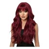 Peluca Rojo Para Mujer Larga Ondulada Flequillos Natural