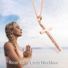 POPLYKE Cross Necklace for Women Men Rose Gold Plated 925