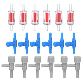 M METERXITY 1-Set Aquarium Air Valve, for 3/16" Airline Tubing PVC Aquarium with L-Shape Air Control Valves Check Valves for Fish Tanks/Aquaculture, Regulators Air Pump Adjustable [Blue, Red]