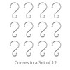 Bath Bliss Chrome 12 Pack S-Hook Shower Curtain Rings