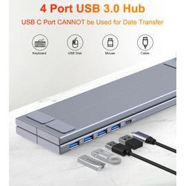 Mukiya 5-in-1 USB C Hub Adjustable Aluminum Laptop Stand, 4-Port USB A 3.0 with 5Gbps Data Transfer USB C Hub Docking Station [Charging Not Supported] for MacBookPro/Air/Dell/HP/Lenovo