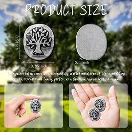 Tree of Life Pocket Tokens - Inspirational Christian Coins for Serenity Prayer Gifts, Sobriety Gifts, and Addiction Recovery - Metal Tree of Life Charms - Religious and Family Tree of Life Keepsakes