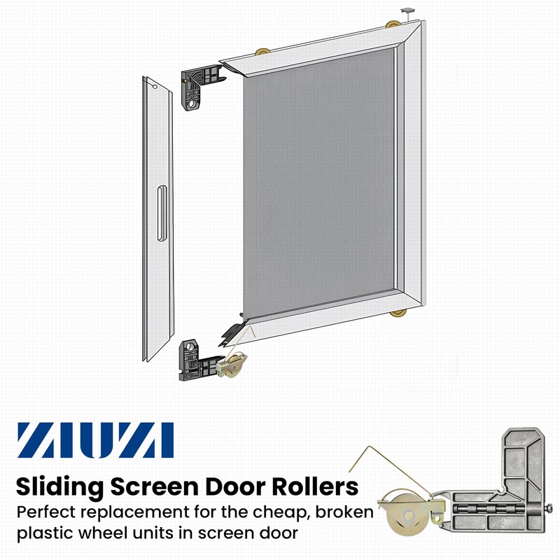 4 Pack Sliding Screen Door Rollers Tension Spring, 1-1/4" Concave