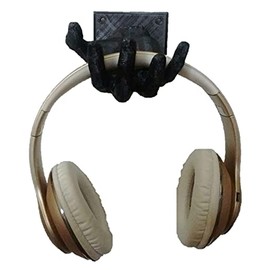 Hand Shaped Headphone Holder - Wall Mounted Headset Stand (Black)