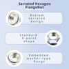 FOCMKEAS 50 Pcs Hex Serrated Flange Nuts, M10 x 1.5mm