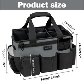 Portable large capacity wearable cleaning bag cleaning supplies handbag adjustable cleaning storage bag Organiser Aluminium Mesh Pad Strap Black:_Dark Green