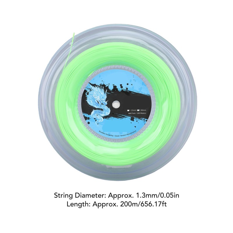 Polyester Tennis String, 200m Fluorescent Green Reel, Softness & Power,