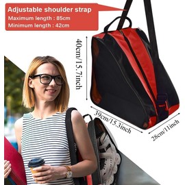PERFETSELL Bag Adult Roller Skate Bag Red Ice Skate Ice Hockey Bag Ski Boot Bag with Adjustable Carry Strap Ice Skate Bag for Ice Hockey Skates for Men Women