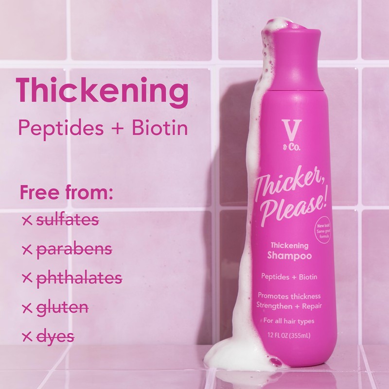 V&Co. Beauty Hair Thickening Shampoo with Peptide Technology, 12 Oz.