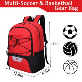 Goloni Soccer Backpack,Soccer Bag with Ball Holder & Shoe Compartment,Large Sports Bag for Basketball, Volleyball,Football