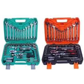 OEM Support Portable 61pcs Multi-purpose Car Repair Tool Set Includes Ratchet Torque Wrench & Screwdriver Car Bicycle Motorcycle Repair Kitnumber of pieces: 61pcs, type: Hand Tool Kits, color: Green
