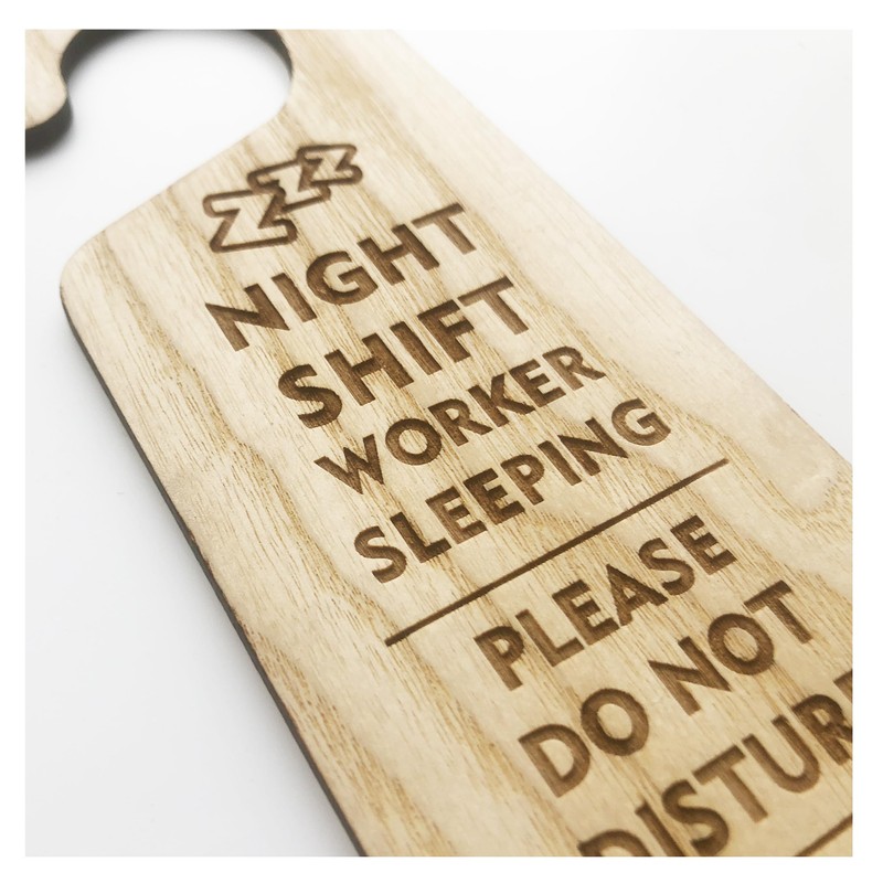Night Shift Worker Sleeping Do Not Disturb Wooden Hanging Door