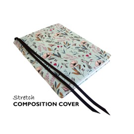 Composition Book Cover in HUMMINGBIRD FLORAL Green Stretch Fabric, Journal Composition Notebook Cover Refillable for Standard 9.75x7.5 (Adults)