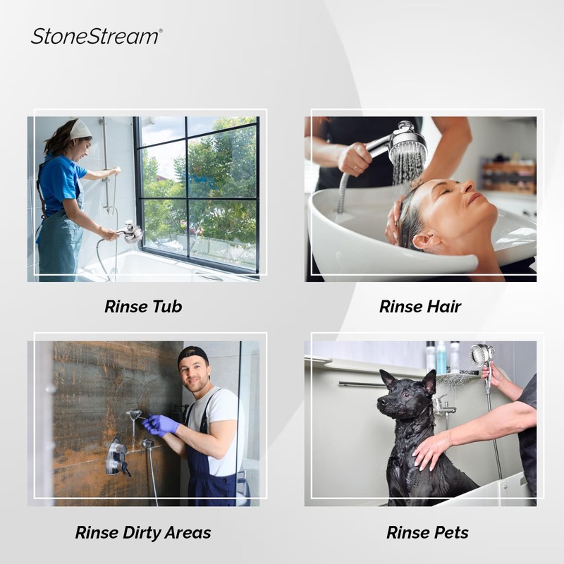 StoneStream Handheld Shower Head with Soft Comb for Foaming and