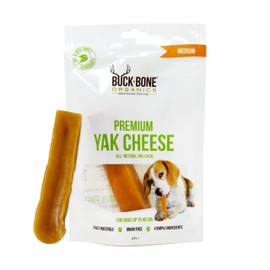Buck Bone Organics Yak Cheese Chews for Dogs, All Natural Himalayan Yak Chew, Long Lasting Pet Treats, Odor Free, with Limited Ingredients (1 Medium Stick)…