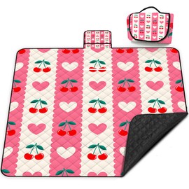 Poedist Extra Large Picnic Blanket Waterproof,80"x 80"Foldable Machine Washable Beach Blanket,Outdoor Blanket for 6-8 Adults,Suitable for Indoor Crawling,Park Beach,Camping,Hiking,Family Travel(Pink