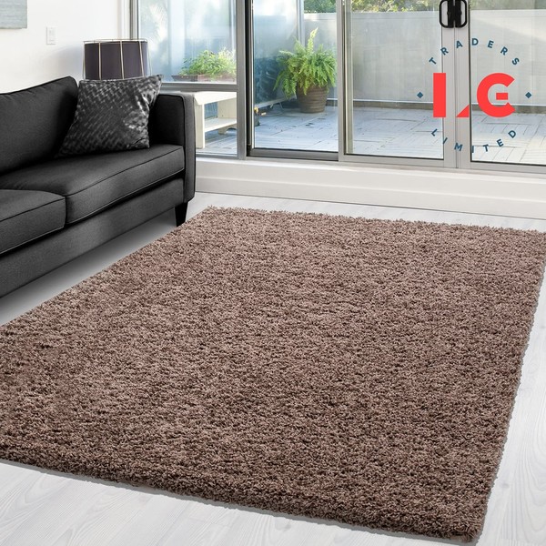 LG TRADERS LIMITED EXTRA THICK HEAVY PILE SOFT LUXURIOUS SHAGGY MODERN AREA BEDROOM HALL RUG RUNNER MAT (Mocca, 160 x 230 cm)