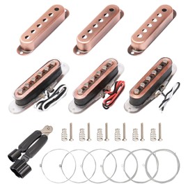 Unxuey 3PCS Single Coil Pickup Set SSS for Fender Stratocaster Strat Style Guitar,with Pickup Cover,6 PCS Electric Guitar Strings and String Clippers