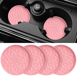 STLIAN Auto-Untersetzer für Getränkehalter, Silikon, universal, rutschfest, für Auto-Innenausstattung, Rosa, 4 Stück
