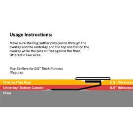 Rug Settlers Rug Pins Pack of 6 Rug Anchors Secure a Rug Over a Rug Anti Slip Pins for mats Runners Plastic Sheets and Throws