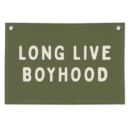 PLKMN Long Live Boyhood Banner, Boy Nursery Decor, Canvas Banner Wall Hanging Flag Decor for Nursery Playroom Toddler Room, Boys Kids Room (Green)