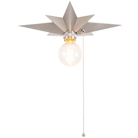 VILUXY Flush Mount Ceiling Light, Satin Nickel Star Light Fixtures Ceiling with Pull Chain On/Off Switch for Hallway, Entryway, Study Room, Bedroom