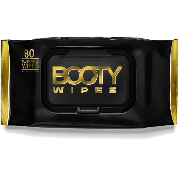 Booty Wipes for Men - 80 Flushable Wipes for Adults | Premium Wet Wipes for Men - pH Balanced & Infused with Vitamin-E & Aloe | Male Toilet Wipes | Flushable Safe
