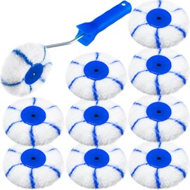 Leumoi 10 Pieces Corner Paint Roller Kit Including 9 Pcs Drywall Corner Tool 3 Inch Paint Roller, 12 Inch Handle for Drywall Mud Application (Blue)