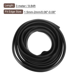 sourcing map U Channel Edge Trim, 9.8ft Length Rubber Guard Seal Strip Edge Protector Round Type Fit for 1.5-2mm Edge, (15/64" W x 19/32" H) Black