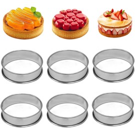 6 Pcs Crumpet Rings,Cooking Rings Stainless Steel Rings Non Stick Double Rolled Baking Rings for Baking Cookie Desserts Pancake Eggs Muffin