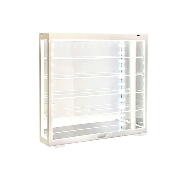 Showcase Wall Mount 5 Tier Display Case White with Mirror