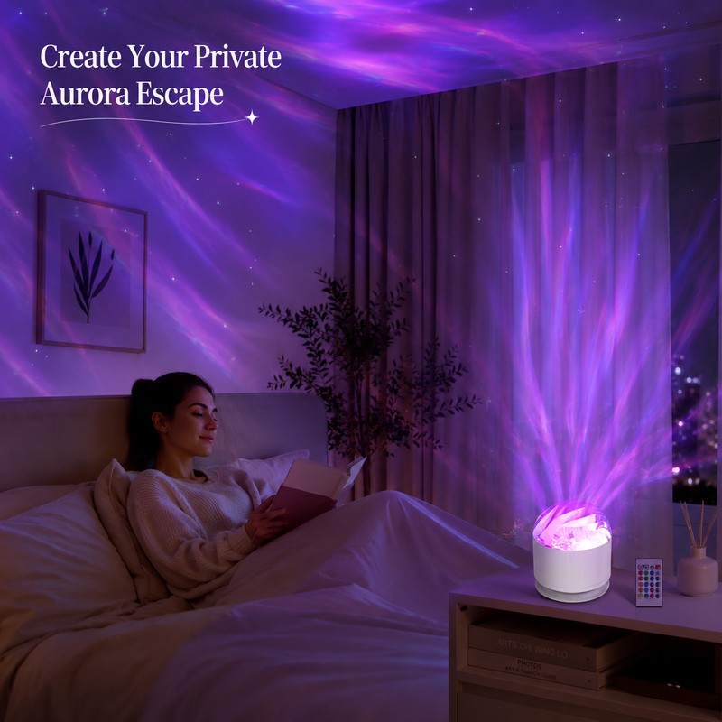 Galaxy Projector Night Light for Bedroom – 16-Color Rotating Aurora