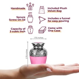 Trupoint Memorials Small Urns for Human Ashes Keepsake, Decorative Mini Cremation Urn for Adult Men and Women, Small Light Pink with Silver Lining