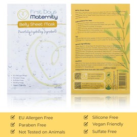 Hydrating Belly Sheet Mask – Contains Hyaluronic Acid & Ceramide - Bump Mask Pregnancy Essentials for Stretching Tummy - Vegan-Friendly, Made from 100% Cotton - Perfect Mum to be Gifts (Pack of 1)