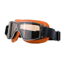 1Storm Motorcycle Scooter Mopeds Goggles Half Helmet Vintage Pilot Aviator Style, GK_631 Orange Frame Smoked Lens