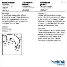 Plumb Pak PP800-11LF Faucet Aerator, 55/64-27 Id X 15/16 in Od, Chrome Plated, Brass
