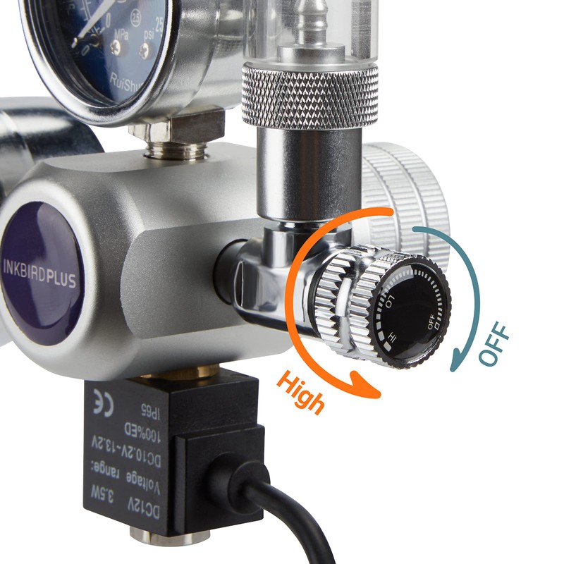 INKBIRDPLUS 12V DC CO2 Regulator with Dual Gauges, Bubble Counter