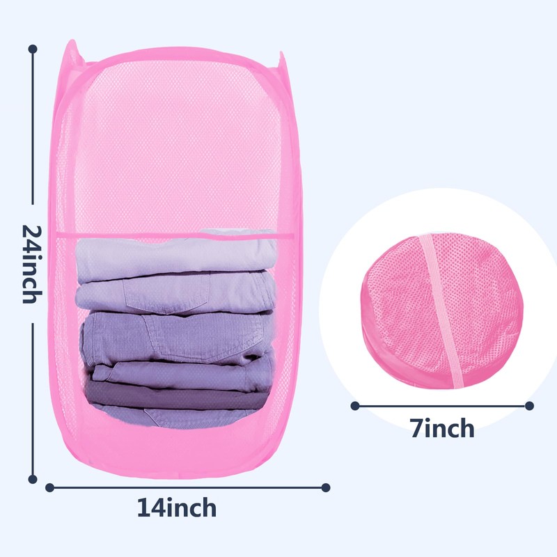 LXLOVESM Pop Up Laundry Hamper, Mesh Laundry Basket Collapsible, Foldable