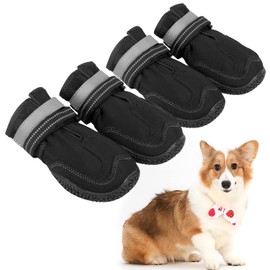 Ewolee Dog Shoes, Pack of 4 Warm Dog Boots, Abrasion-Resistant Non-Slip Dog Shoes for Medium Large Dogs (5#)