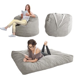 MAXYOYO Giant Bean Bag Chair Bed for Adults, Convertible Beanbag Folds from Lazy Chair to Floor Mattress Bed, Large Floor Sofa Couch, Big Sofa Bed, High-Density Foam Filling, Machine Washable