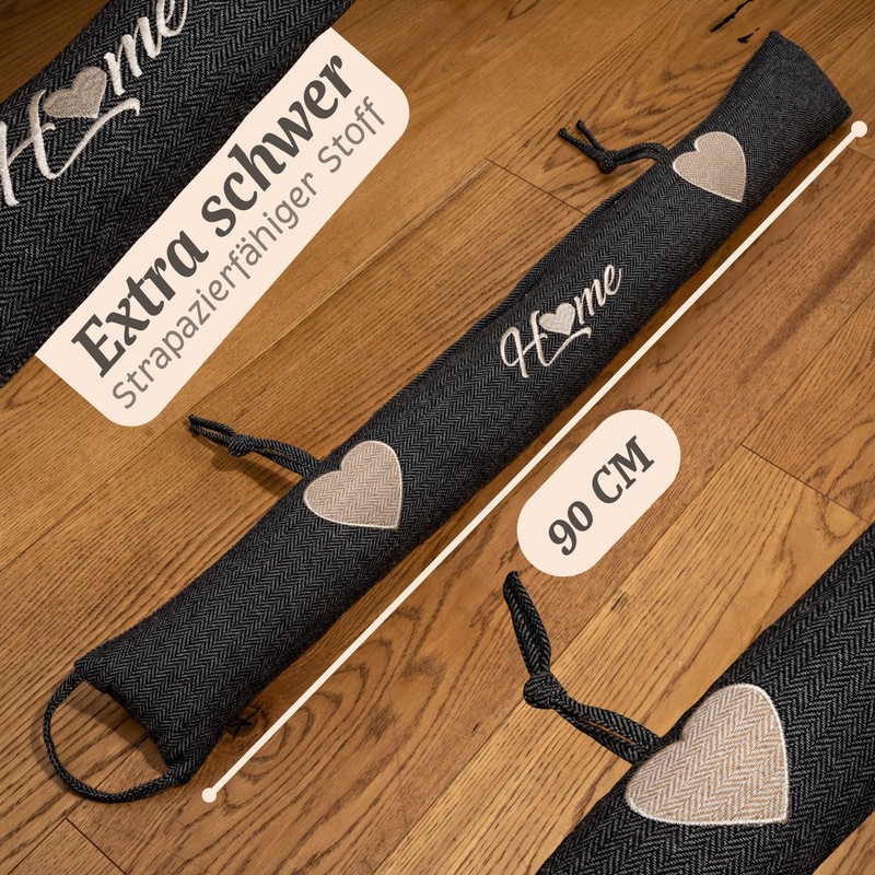 Draught Excluder, Grey, for Doors and Windows, Washable, 1 kg,