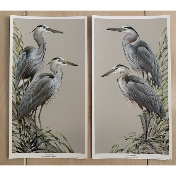 "Naturally Blue" Set of Herons - Right & Left -